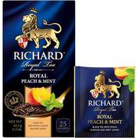 Чай Richard Royal Peach Mint черный,ароматизированный, 25шт/уп