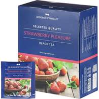 Чай Деловой Стандарт Strawberry pleasure черный с клубникой, 100 пакx2гр