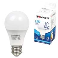 Лампа светодиодная SONNEN, 12(100)Вт,цоколь Е27,груша,нейтральный белый,30000ч, LED A60-12W-4000-E27