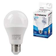 Лампа светодиодная SONNEN, 15(130)Вт, цоколь Е27,груша,нейтральный белый,30000ч,LED A65-15W-4000-E27