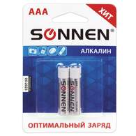 Батарейка Sonnen, AAA (LR03), комплект 2 шт., алкалиновые, в блистере, 1,5 В
