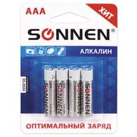 Батарейка Sonnen, AAA (LR03), комплект 4 шт., алкалиновые, в блистере, 1,5 В