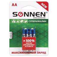Батарейка Sonnen, AA (LR6), комплект 2 шт., супералкалиновые, в блистере, 1,5 В