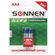 Батарейка Sonnen, AAA (LR03), комплект 2 шт., супералкалиновые, в блистере, 1,5 В
