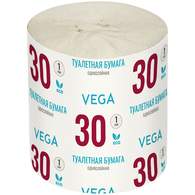 Бумага туалетная Vega, 1-слойная, 30м/рул., серая, 48 шт/уп