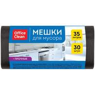 Мешки для мусора 35л OfficeClean ПНД, 50*64 см, 12мкм, 30шт., прочные, черные, в рулоне