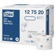 Бумага туалетная Tork Premium T6 Mid-size в миди рулонах мягкая, 2-слойная, 90м, белая 127520
