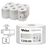 Бумага туалетная 125 м, VEIRO Professional (Система T2), комплект 12 шт., Comfort, 2-слойная, T206