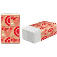 Салфетки бумажные диспенсерные Focus Premium (V-сл), 2-сл., 200л/пач. 16,8*23см, тисн., белые
