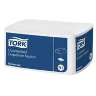 Салфетки бумажные Tork Universal N1, 1-сл, Counterfold-сл, 30х33, 250л/пач, белые 10905