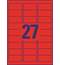 Этикетки Avery Zweckform цветные  неон L+K, 63,5х29,6мм, А4, 27шт/л, 25л/уп, красные