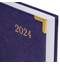 Ежедневник датированный 2024 А5 138x213 мм BRAUBERG "Senator", под кожу, фиолетовый