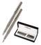 Набор Delucci "Mistico": ручка перьевая 0,8мм и ручка-роллер 0,6мм, черные, оружейный металл, подарочная упаковка